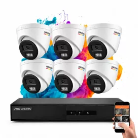 Hikvision ColorVu 6 kamerás IP dome kamera rendszer 4MP színes éjszakai képpel