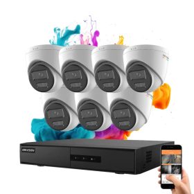 Hikvision ColorVu 7 kamerás IP dome kamera rendszer 4MP színes éjszakai képpel