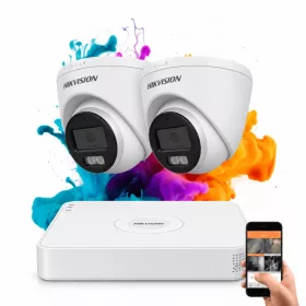   Hikvision ColorVu 2 kamerás biztonsági dome kamera rendszer 5MP színes éjszakai képpel