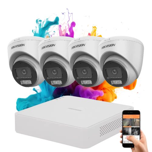 Hikvision ColorVu 4 kamerás biztonsági dome kamera rendszer 5MP színes éjszakai képpel