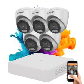   Hikvision ColorVu 5 kamerás biztonsági dome kamera rendszer 5MP színes éjszakai képpel
