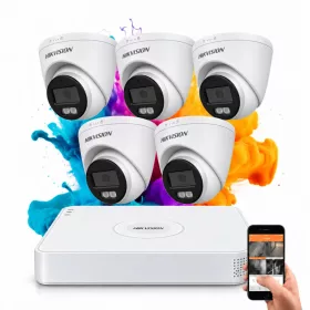   Hikvision ColorVu 5 kamerás biztonsági dome kamera rendszer 5MP színes éjszakai képpel