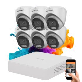   Hikvision ColorVu 6 kamerás biztonsági dome kamera rendszer 5MP színes éjszakai képpel
