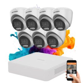   Hikvision ColorVu 7 kamerás biztonsági dome kamera rendszer 5MP színes éjszakai képpel