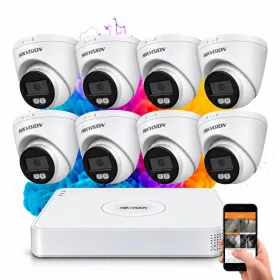   Hikvision ColorVu 8 kamerás biztonsági dome kamera rendszer 5MP színes éjszakai képpel