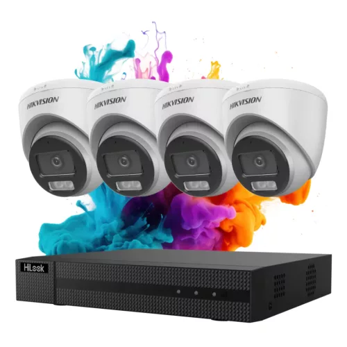 Hikvision HiLook ColorVu 4 kamerás biztonsági dome kamera rendszer 5MP színes éjszakai képpel