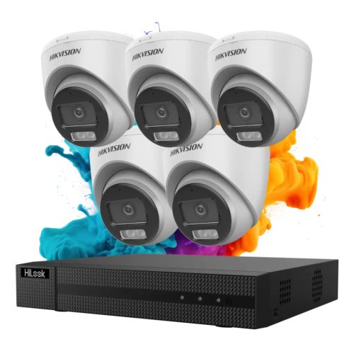 Hikvision HiLook ColorVu 5 kamerás biztonsági dome kamera rendszer 5MP színes éjszakai képpel