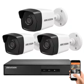   Hikvision 3 biztonsági kamerás IP kamera rendszer 2MP Full HD
