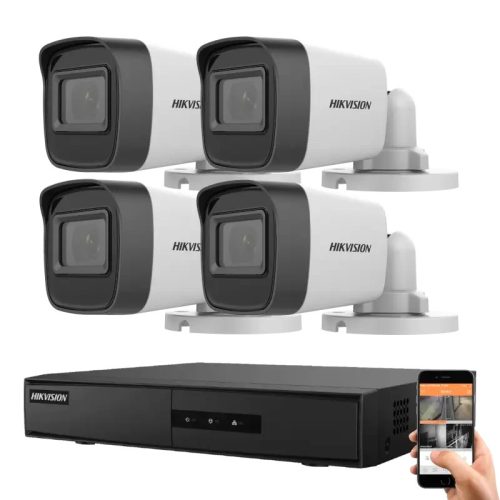 Hikvision 4 biztonsági kamerás IP kamera rendszer 2MP Full HD