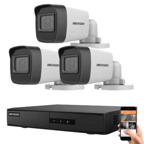 Hikvision 3 biztonsági kamerás IP kamera rendszer 4MP