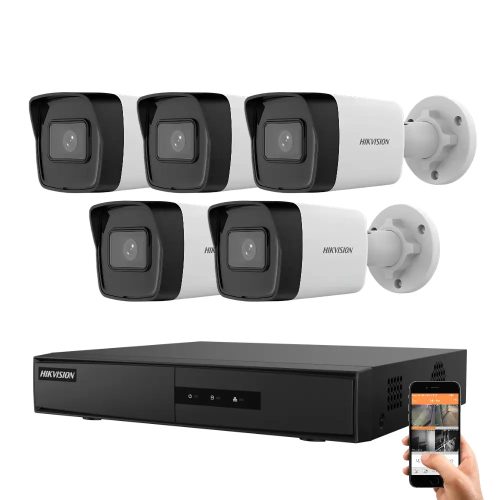 Hikvision 5 biztonsági kamerás IP kamera rendszer 4MP