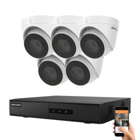 Hikvision 5 biztonsági dome kamerás IP kamera rendszer 4MP