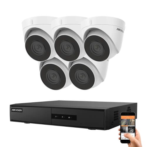 Hikvision 5 biztonsági dome kamerás IP kamera rendszer 4MP