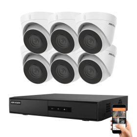 Hikvision 6 biztonsági dome kamerás IP kamera rendszer 4MP