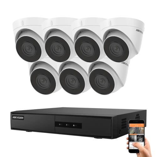 Hikvision 7 biztonsági dome kamerás IP kamera rendszer 4MP