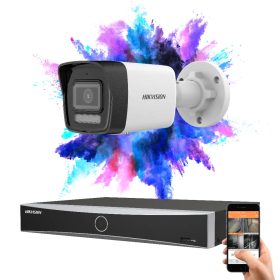   Hikvision 1 biztonsági kamerás IP kamera rendszer 8MP színes éjjellátással