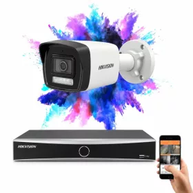   Hikvision 1 biztonsági kamerás IP kamera rendszer 8MP színes éjjellátással
