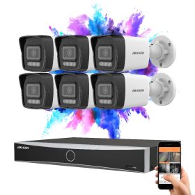   Hikvision 6 biztonsági kamerás IP kamera rendszer 8MP színes éjjellátással