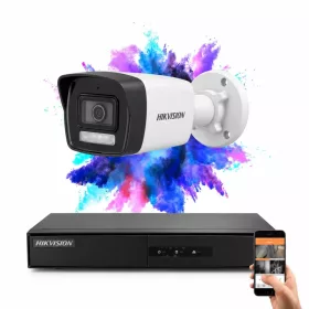   Hikvision 1 biztonsági kamerás IP kamera rendszer 4MP színes éjjellátással