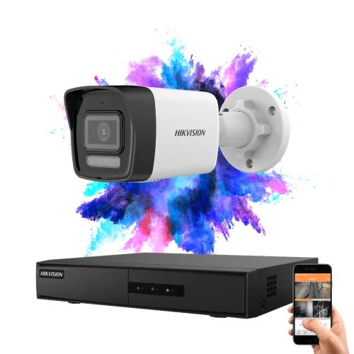 Hikvision 1 biztonsági kamerás IP kamera rendszer 4MP színes éjjellátással