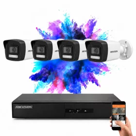   Hikvision 4 biztonsági kamerás IP kamera rendszer 4MP színes éjjellátással