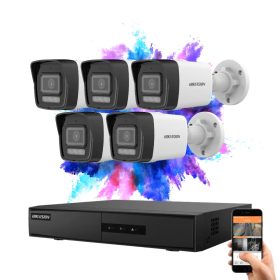   Hikvision 5 biztonsági kamerás IP kamera rendszer 4MP színes éjjellátással