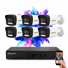   Hikvision 6 biztonsági kamerás IP kamera rendszer 4MP színes éjjellátással