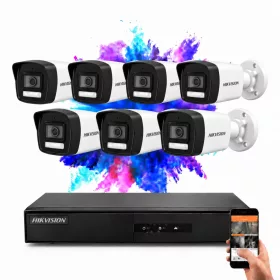   Hikvision 7 biztonsági kamerás IP kamera rendszer 4MP színes éjjellátással