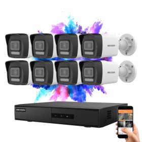   Hikvision 8 biztonsági kamerás IP kamera rendszer 4MP színes éjjellátással