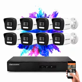   Hikvision 8 biztonsági kamerás IP kamera rendszer 4MP színes éjjellátással
