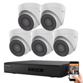   Hikvision 5 dome biztonsági kamerás IP kamera rendszer 2MP Full HD