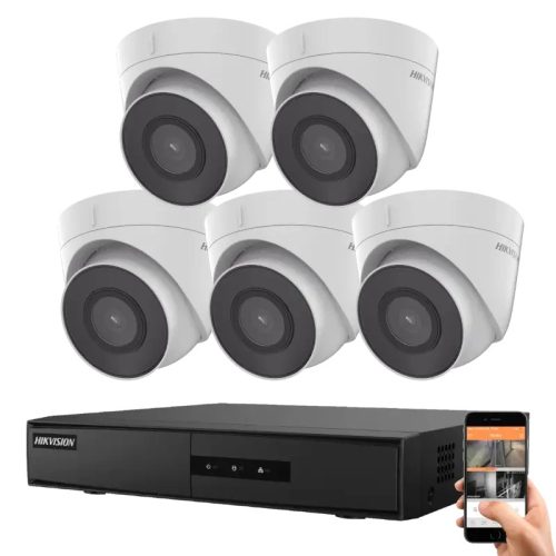 Hikvision 5 dome biztonsági kamerás IP kamera rendszer 2MP Full HD