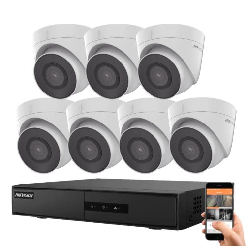 Hikvision 7 dome biztonsági kamerás IP kamera rendszer 2MP Full HD