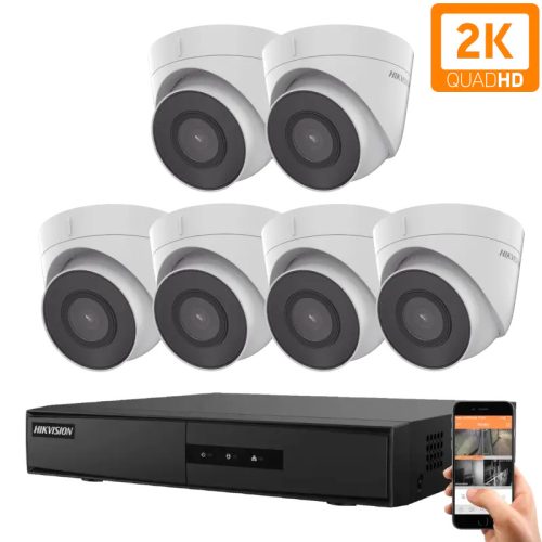 Hikvision 6 dome biztonsági kamerás IP kamera rendszer 4MP
