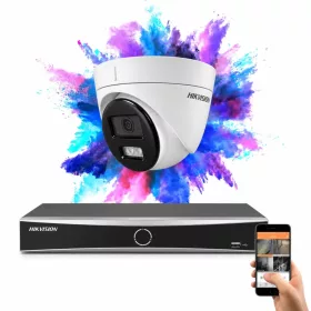   Hikvision 1 dome biztonsági kamerás IP kamera rendszer 8MP színes éjjellátással