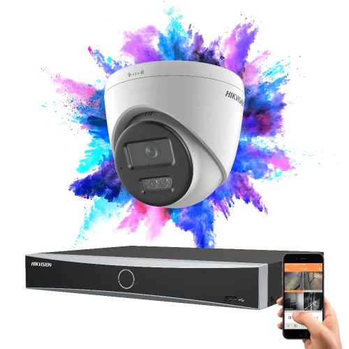 Hikvision 1 dome biztonsági kamerás IP kamera rendszer 8MP színes éjjellátással