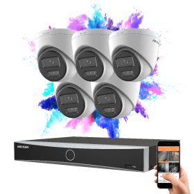   Hikvision 5 dome biztonsági kamerás IP kamera rendszer 8MP színes éjjellátással