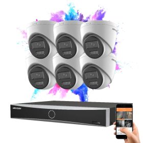   Hikvision 6 dome biztonsági kamerás IP kamera rendszer 8MP színes éjjellátással