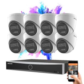   Hikvision 8 dome biztonsági kamerás IP kamera rendszer 8MP színes éjjellátással