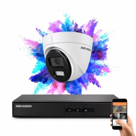  Hikvision 1 dome biztonsági kamerás IP kamera rendszer 4MP színes éjjellátással
