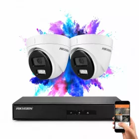   Hikvision 2 dome biztonsági kamerás IP kamera rendszer 4MP színes éjjellátással