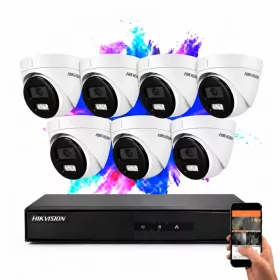   Hikvision 7 dome biztonsági kamerás IP kamera rendszer 4MP színes éjjellátással