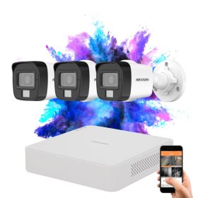 Hikvision TurboHD-TVI 3 kamerás Full HD kamerarendszer színes éjszakai képpel