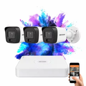 Hikvision TurboHD-TVI 3 kamerás Full HD kamerarendszer színes éjszakai képpel