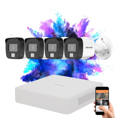 Hikvision TurboHD-TVI 4 kamerás Full HD kamerarendszer színes éjszakai képpel