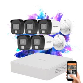 Hikvision TurboHD-TVI 5 kamerás Full HD kamerarendszer színes éjszakai képpel