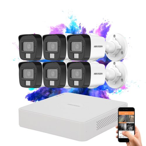 Hikvision TurboHD-TVI 6 kamerás Full HD kamerarendszer színes éjszakai képpel