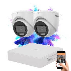 Hikvision TurboHD-TVI 2 kamerás dome kamerarendszer színes éjszakai képpel