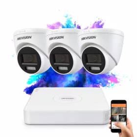 Hikvision TurboHD-TVI 3 kamerás dome kamerarendszer színes éjszakai képpel