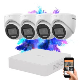 Hikvision TurboHD-TVI 4 kamerás dome kamerarendszer színes éjszakai képpel